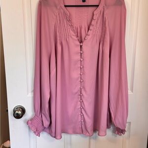 Torrid Pink Pleated Button-Front Blouse